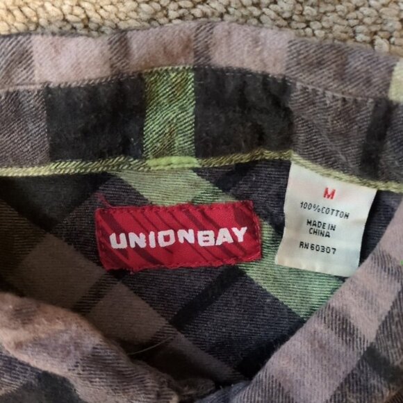 Union Bay Mens Medium Flannel Shirt 100% Cotton Workgear Camping Fall Winter - Picture 3 of 5